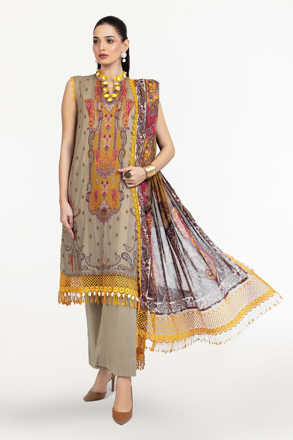 3 Piece Printed Lawn Suit CL-62076 B