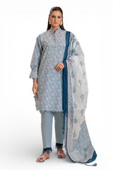 3 Piece Printed Lawn Suit and Dyed Trouser  CL-62085 A