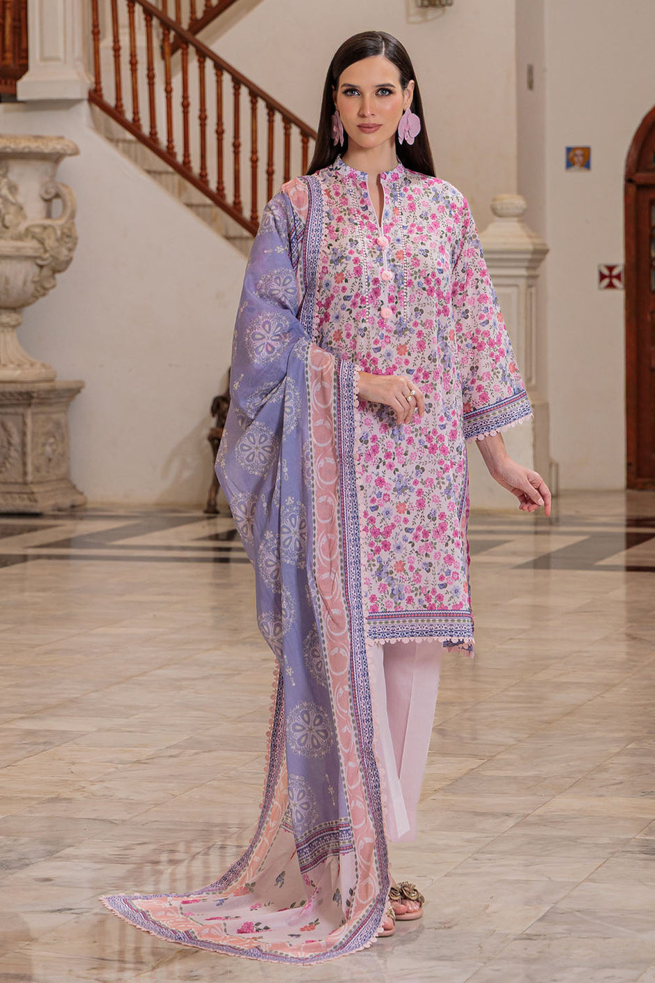 3 Piece Printed Lawn Suit and Dyed Trouser
