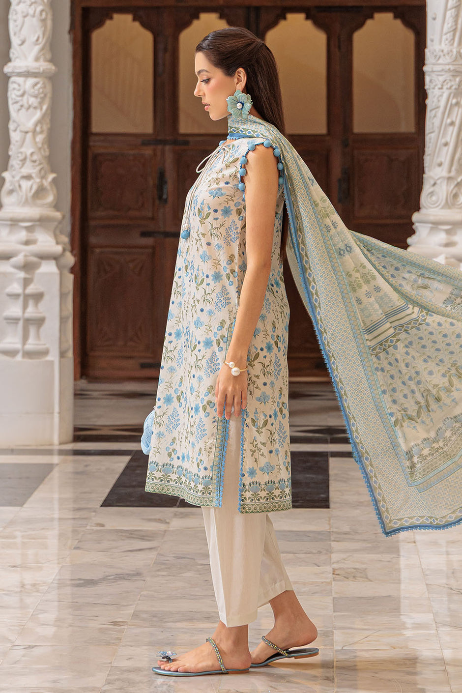 3 Piece Printed Lawn Suit and Dyed Trouser