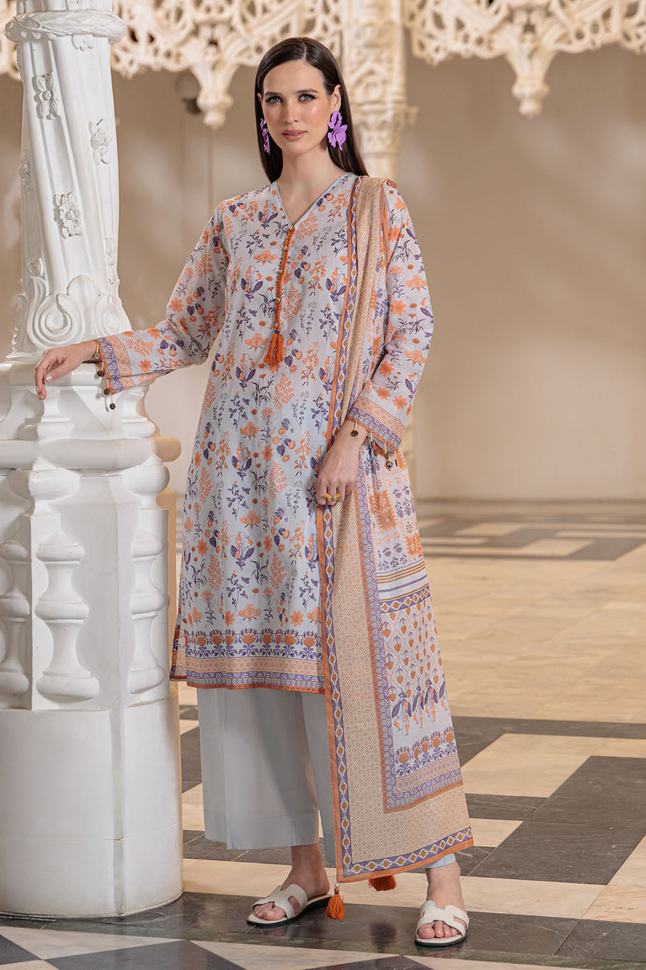 3 Piece Printed Lawn Suit and Dyed Trouser