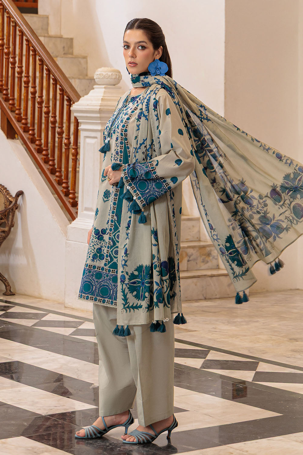3 Piece Printed Lawn Suit and Dyed Trouser