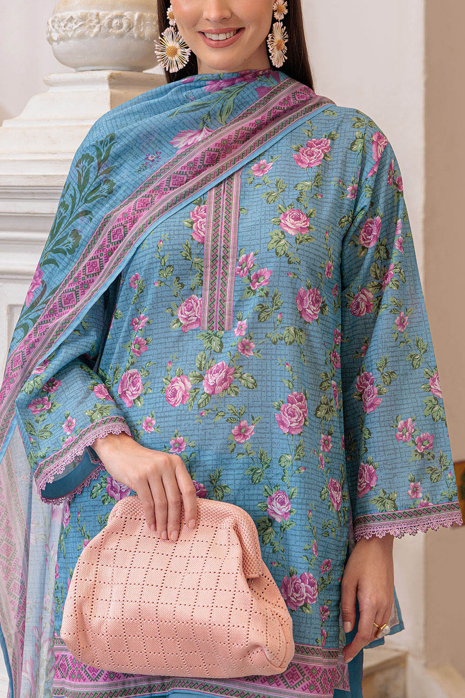 3 Piece Printed Lawn Suit and Dyed Trouser  CL-62136 A