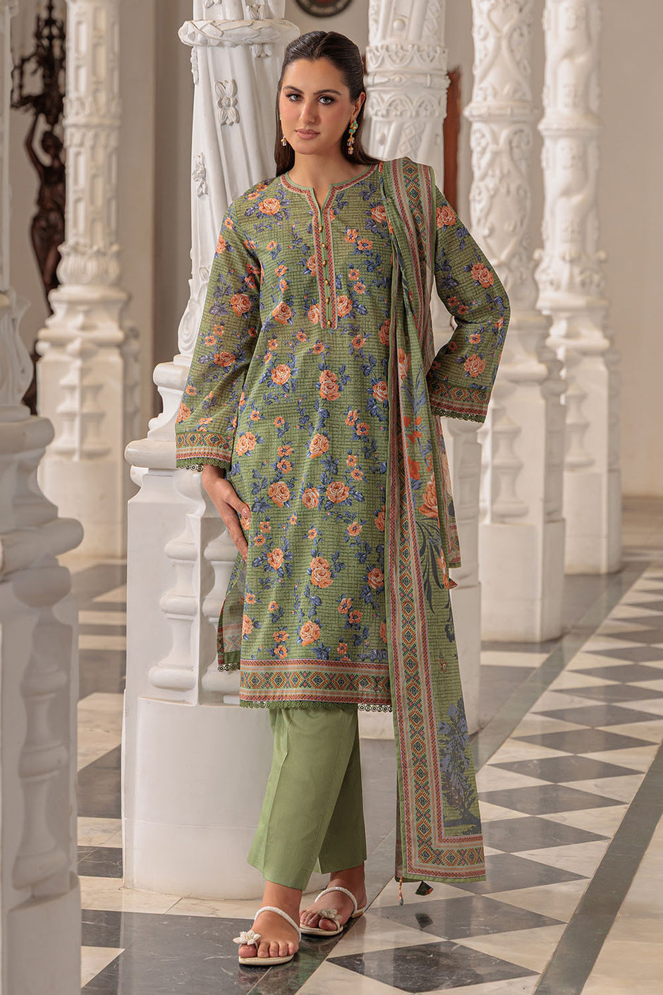 3 Piece Printed Lawn Suit and Dyed Trouser