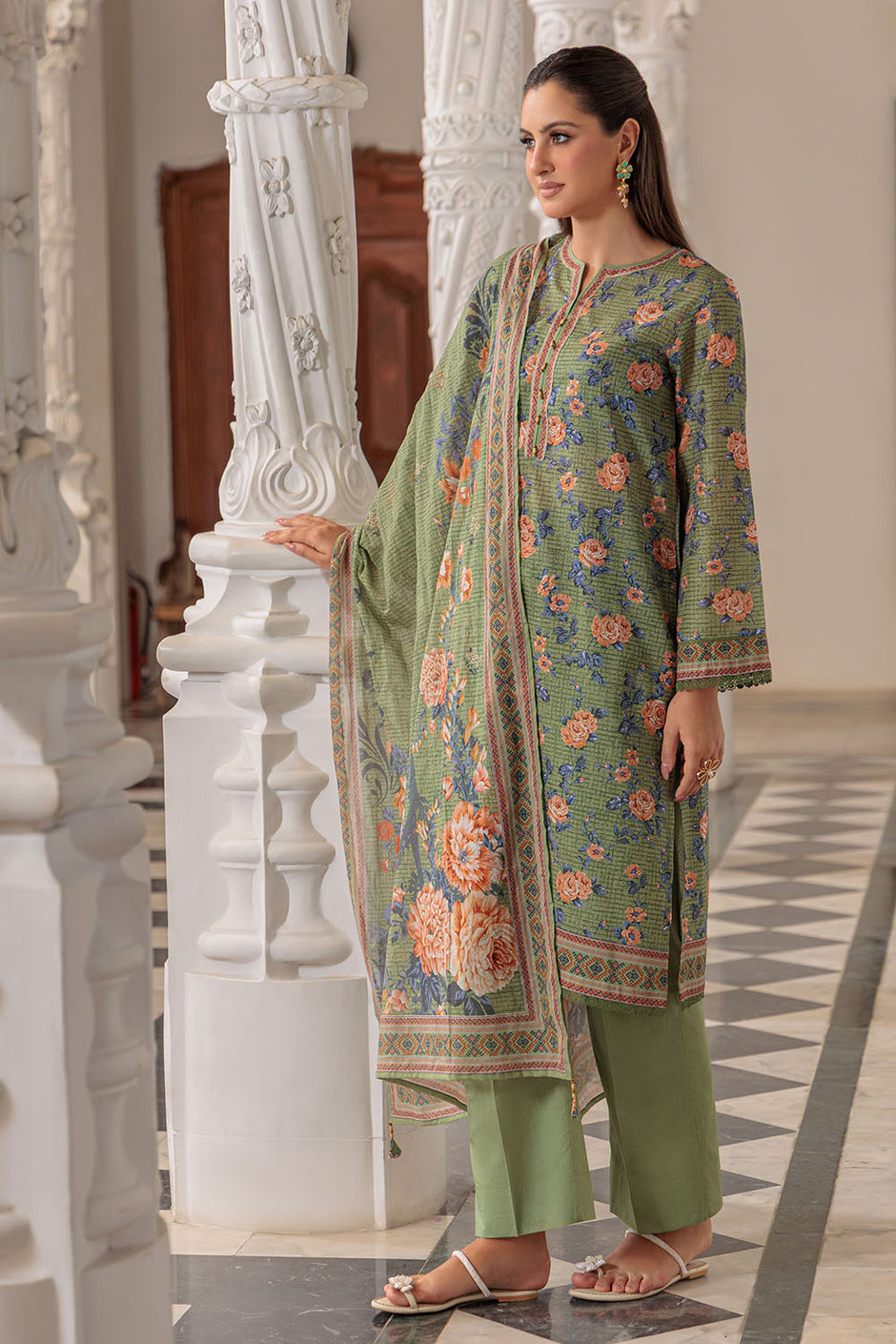 3 Piece Printed Lawn Suit and Dyed Trouser