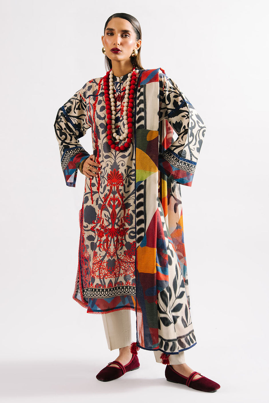 3 Piece Printed Lawn Suit with Dupatta