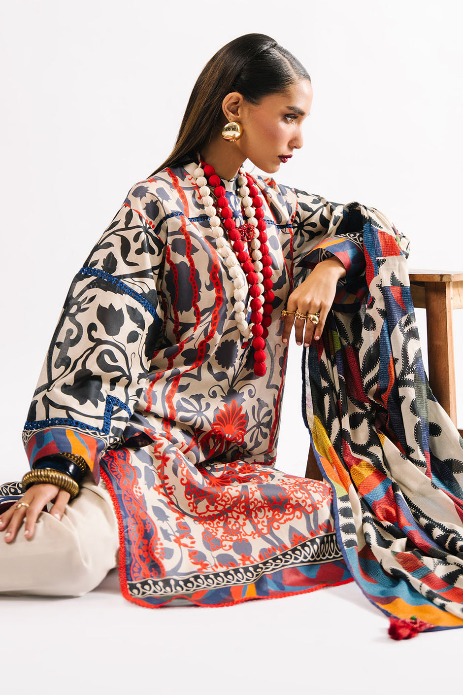3 Piece Printed Lawn Suit with Dupatta