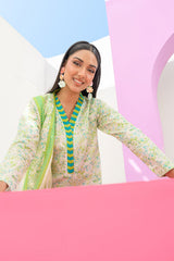 3 Piece Printed Lawn Suit and Dyed Trouser  CL-62291 B