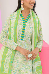 3 Piece Printed Lawn Suit and Dyed Trouser  CL-62291 B