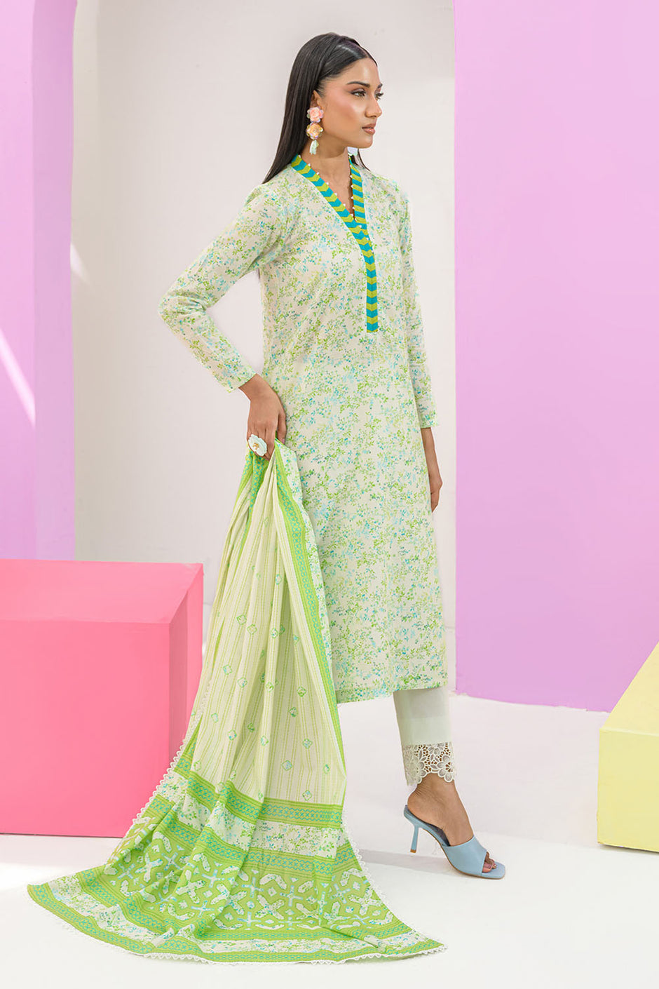 3 Piece Printed Lawn Suit and Dyed Trouser