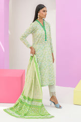 3 Piece Printed Lawn Suit and Dyed Trouser  CL-62291 B
