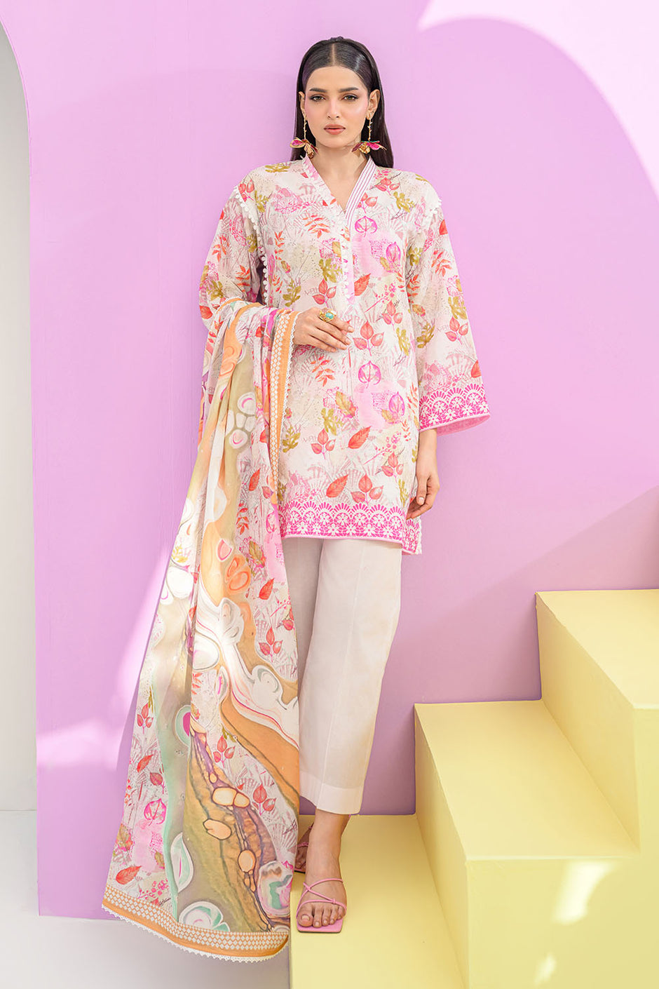 3 Piece Printed Lawn Suit and Dyed Trouser