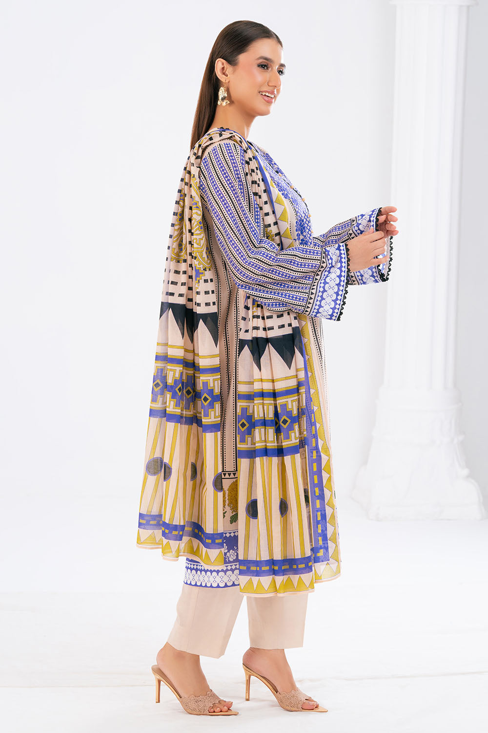 3 Piece Printed Lawn Suit with Dupatta