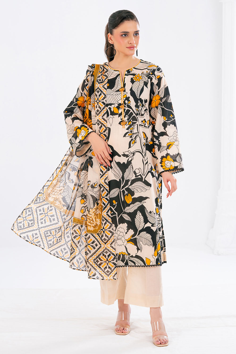 3 Piece Printed Lawn Suit with Dupatta