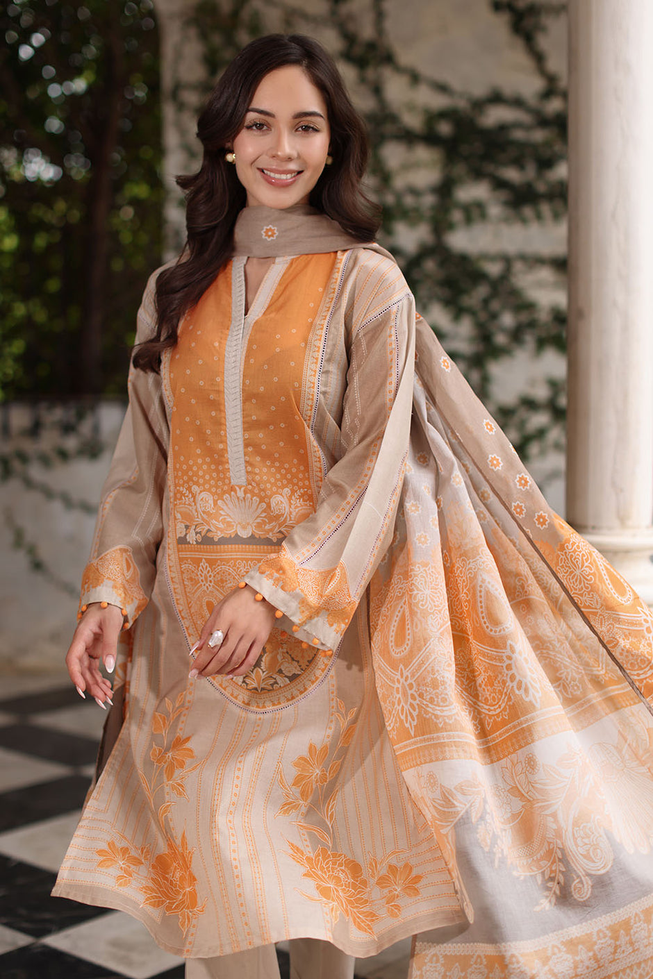 3 Piece Printed Lawn Suit with Printed Lawn Dupatta