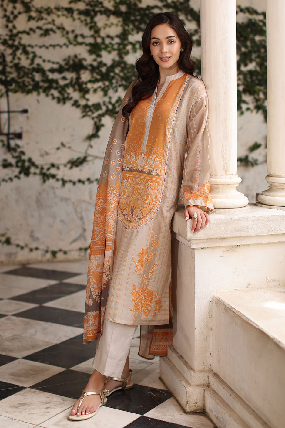 3 Piece Printed Lawn Suit with Printed Lawn Dupatta