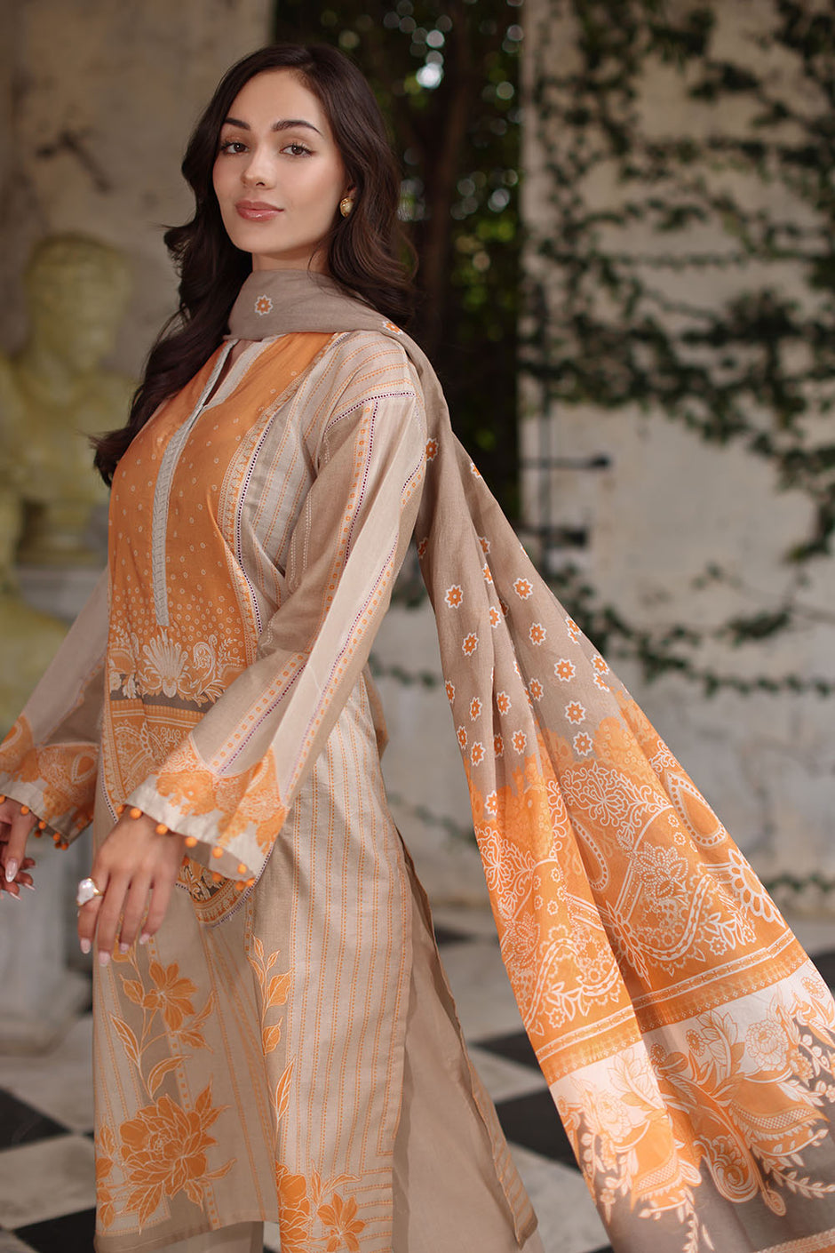 3 Piece Printed Lawn Suit with Printed Lawn Dupatta
