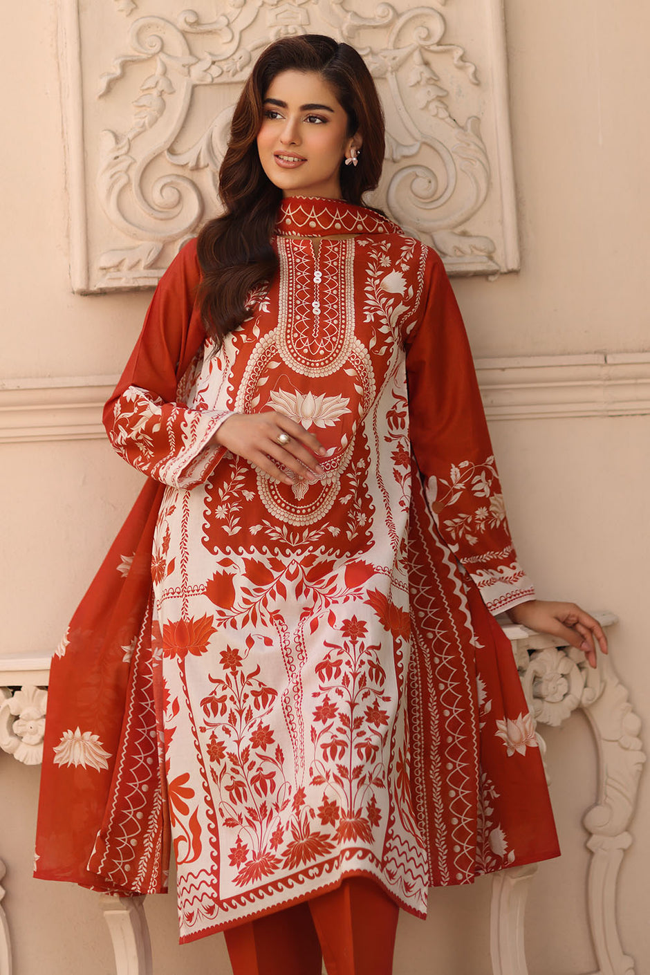 3 Piece Printed Lawn Suit with Printed Lawn Dupatta