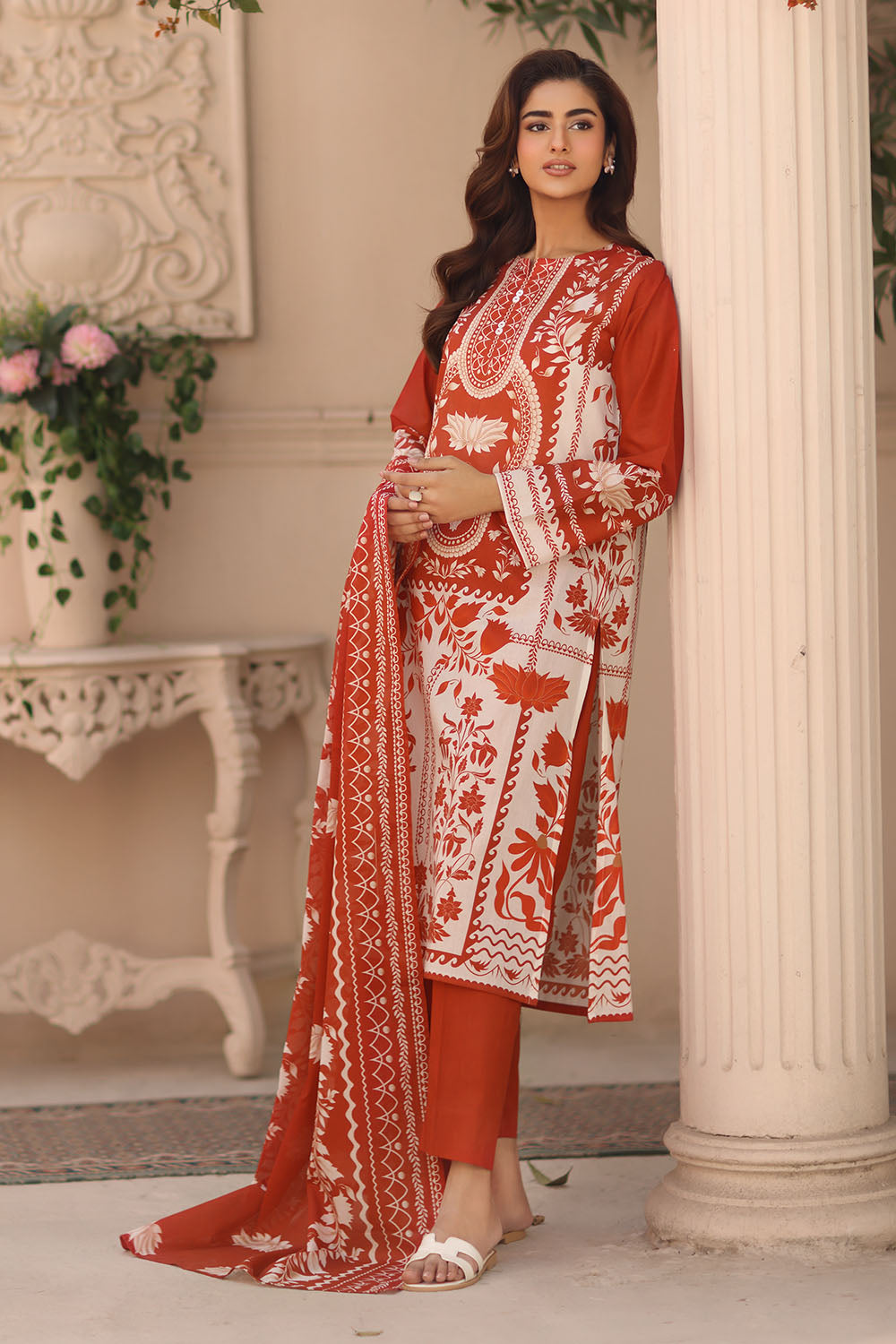 3 Piece Printed Lawn Suit with Printed Lawn Dupatta