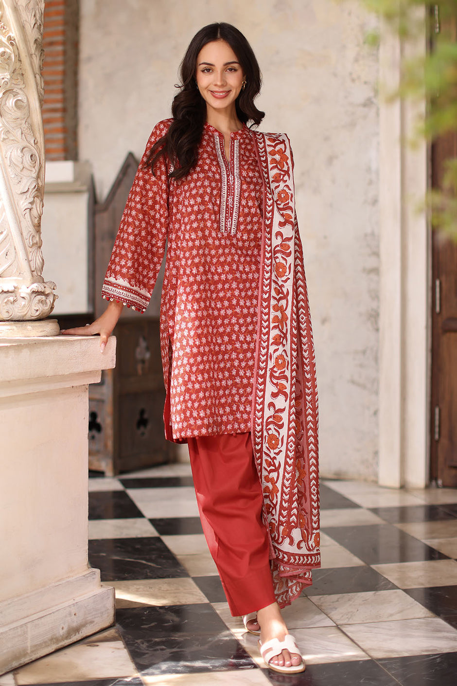 3 Piece Printed Lawn Suit with Printed Lawn Dupatta