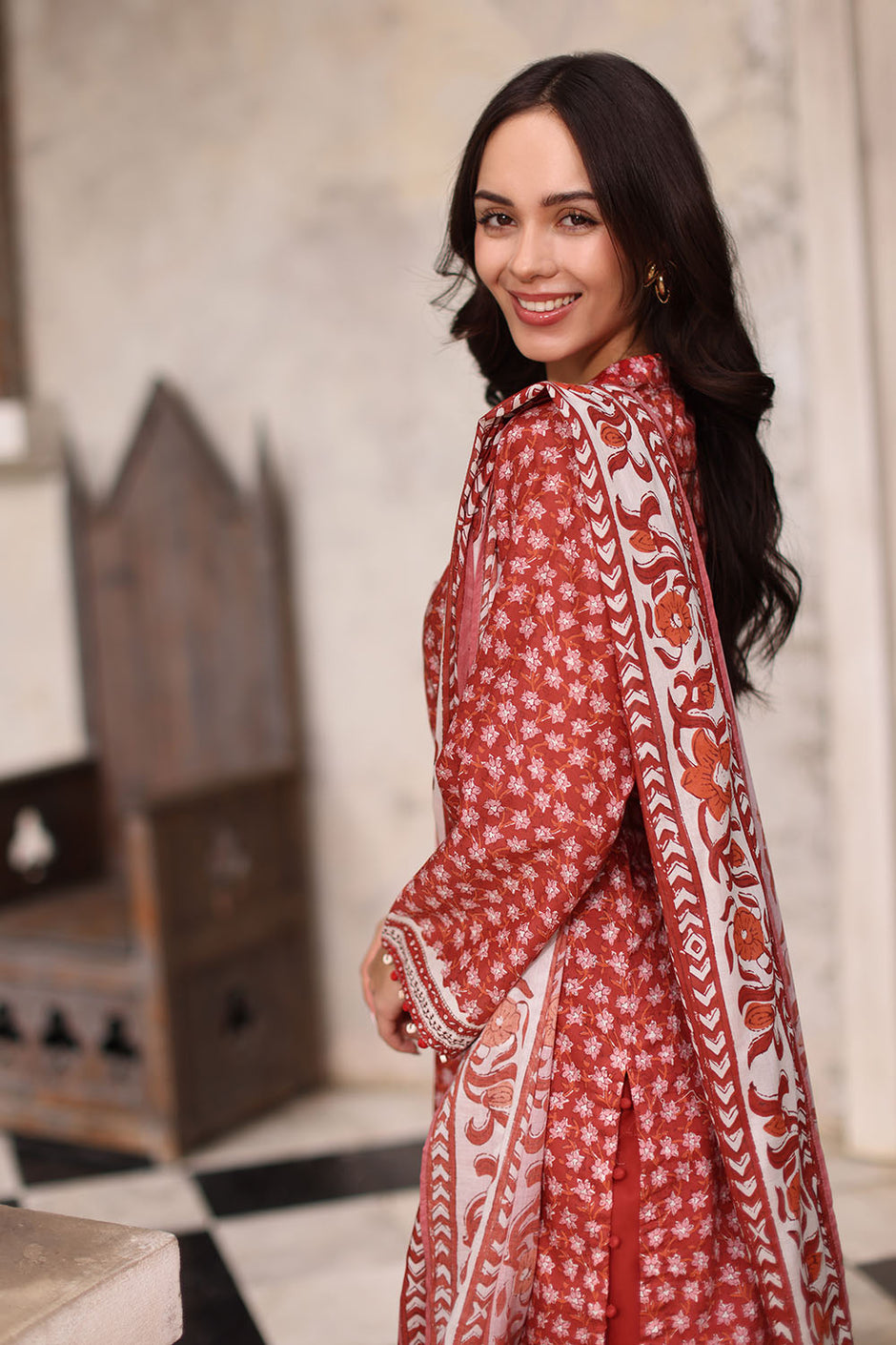 3 Piece Printed Lawn Suit with Printed Lawn Dupatta