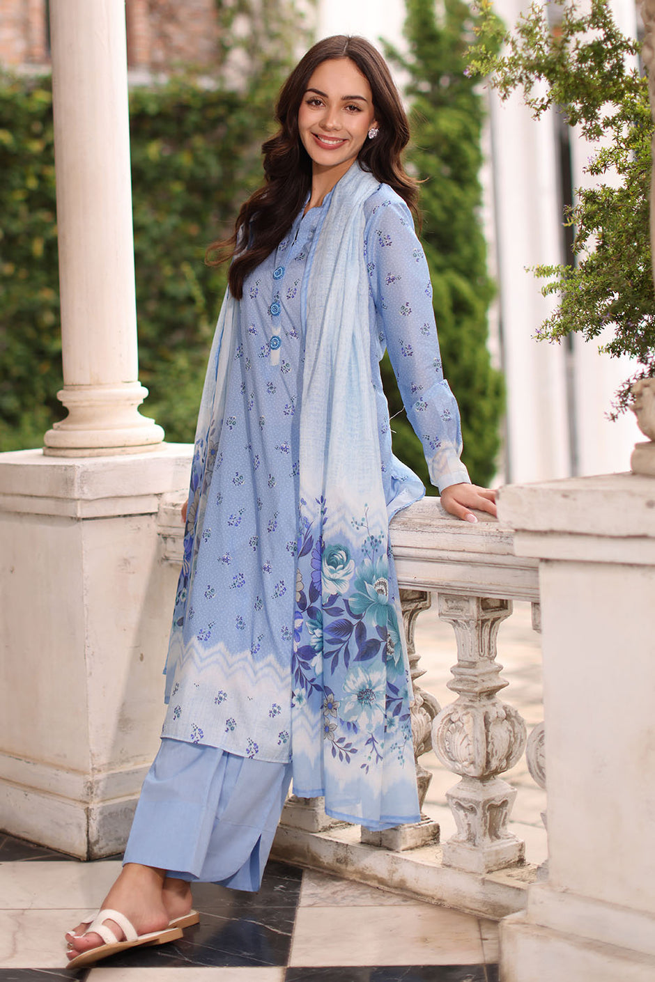 3 Piece Printed Lawn Suit with Printed Lawn Dupatta