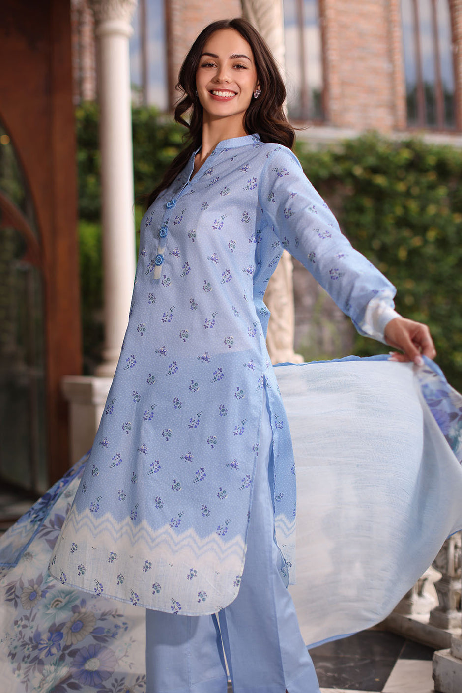 3 Piece Printed Lawn Suit with Printed Lawn Dupatta