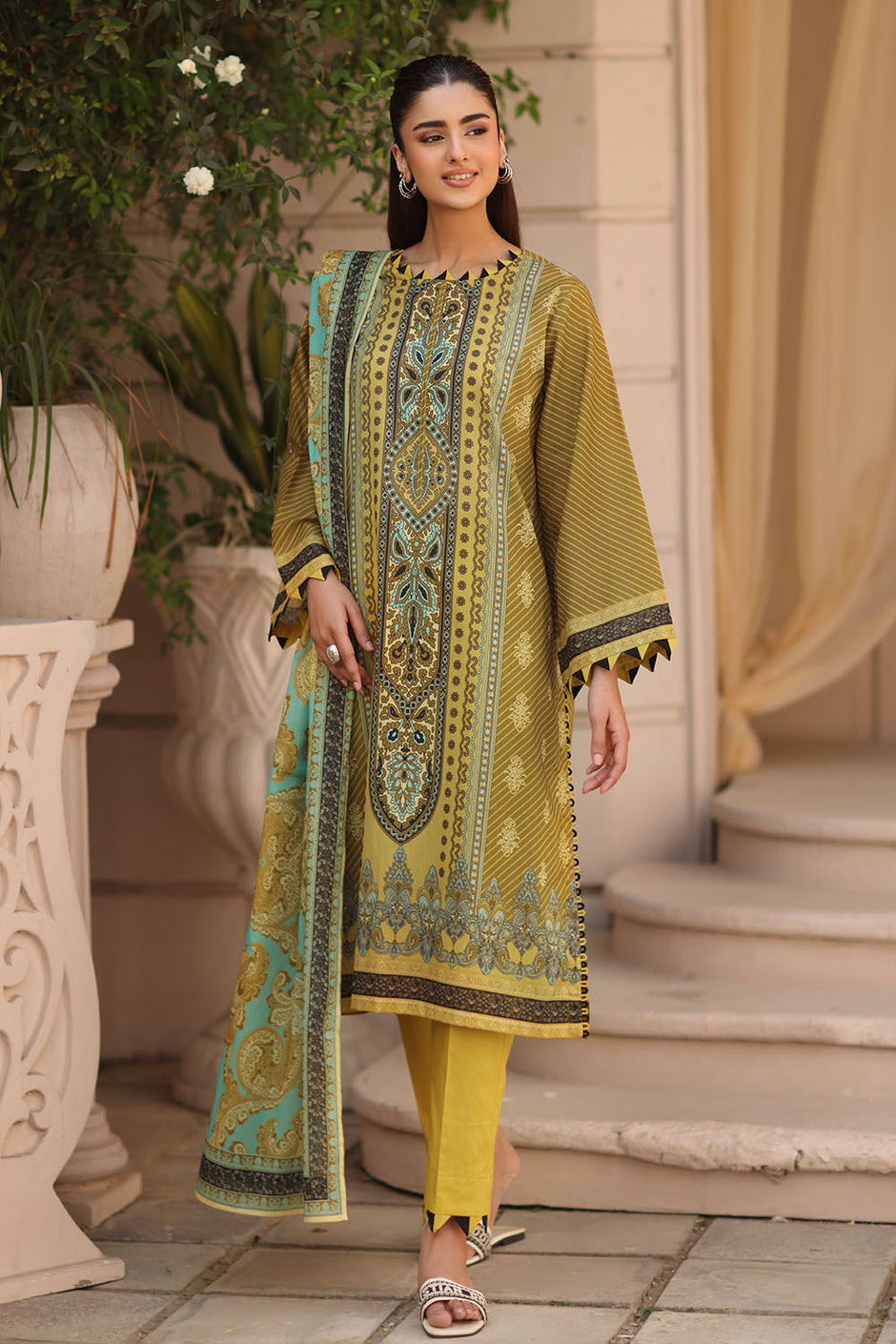 3 Piece Printed Lawn Suit with Printed Lawn Dupatta