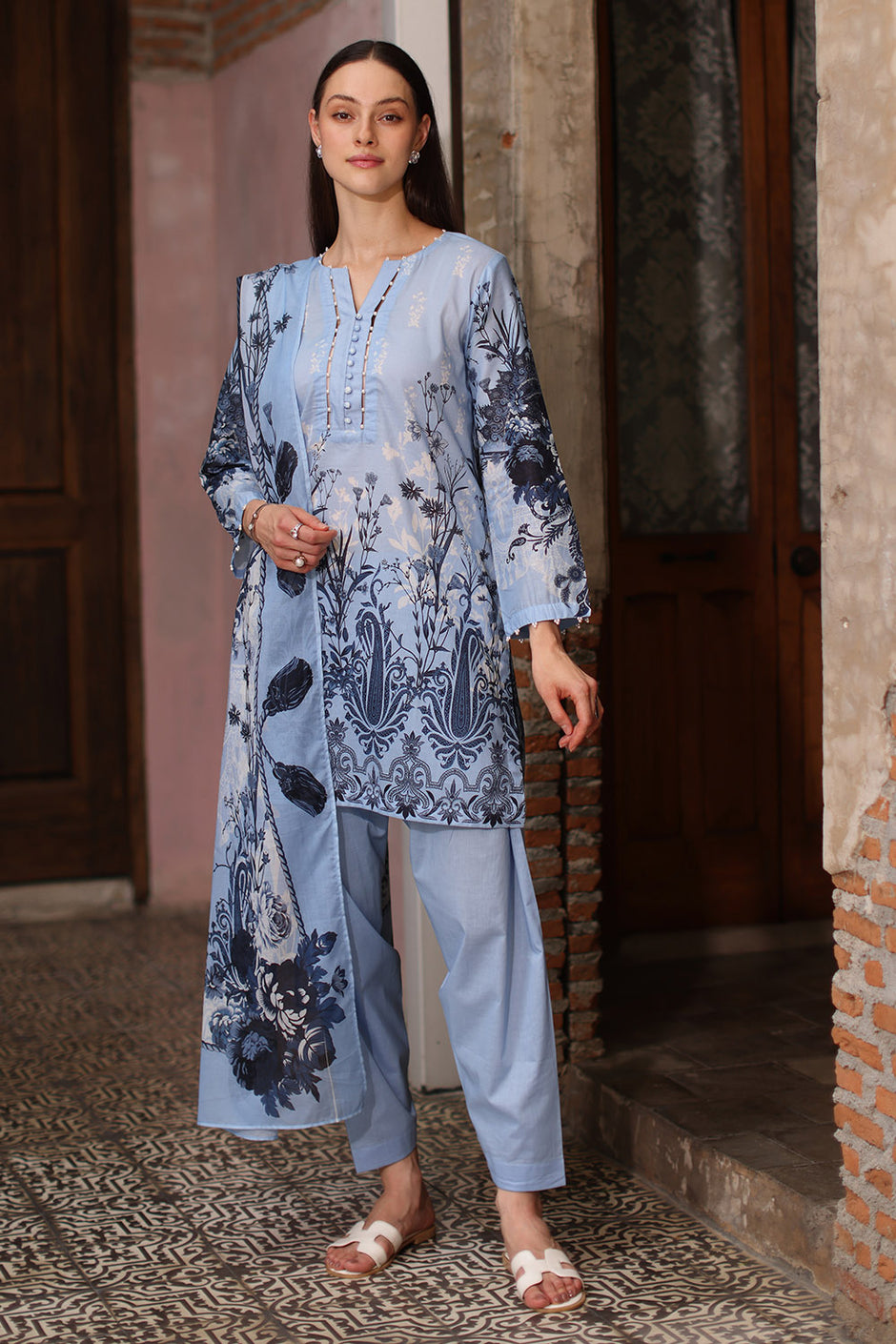 3 Piece Printed Lawn Suit with Printed Lawn Dupatta