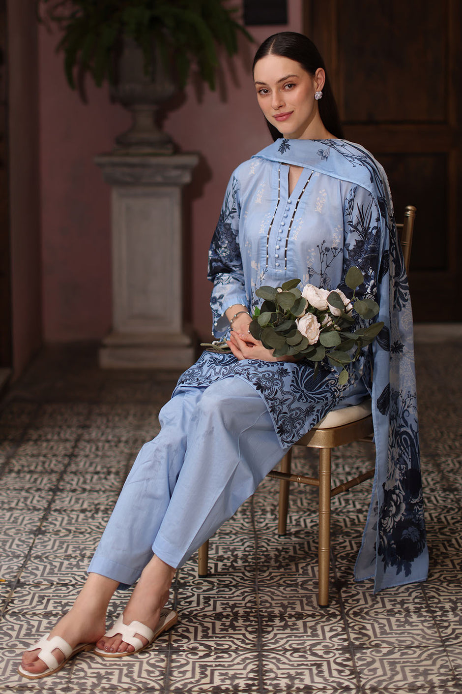 3 Piece Printed Lawn Suit with Printed Lawn Dupatta