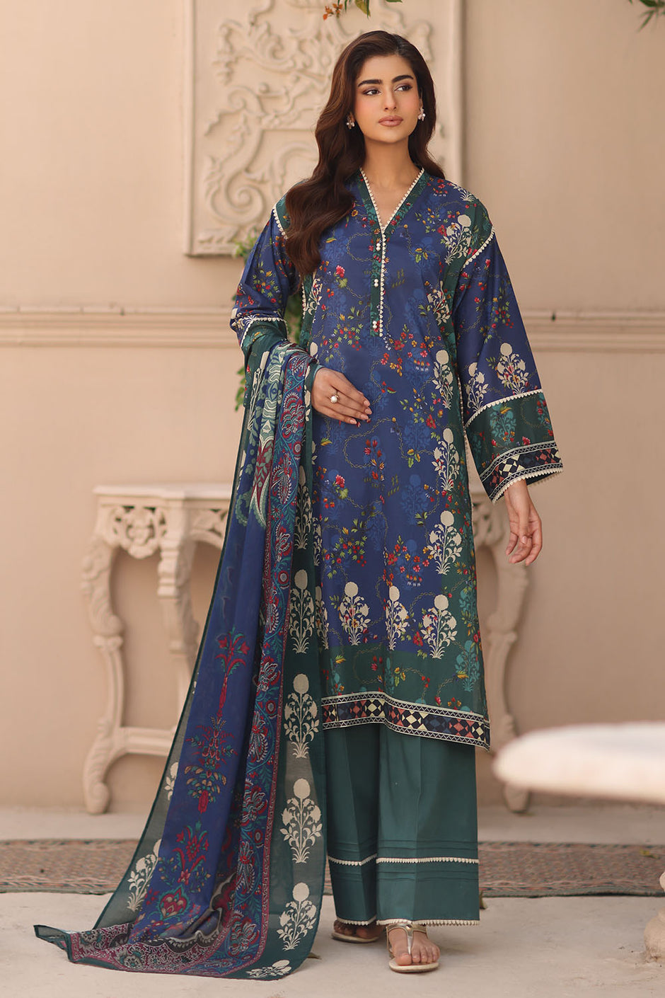 3 Piece Printed Lawn Suit with Printed Lawn Dupatta