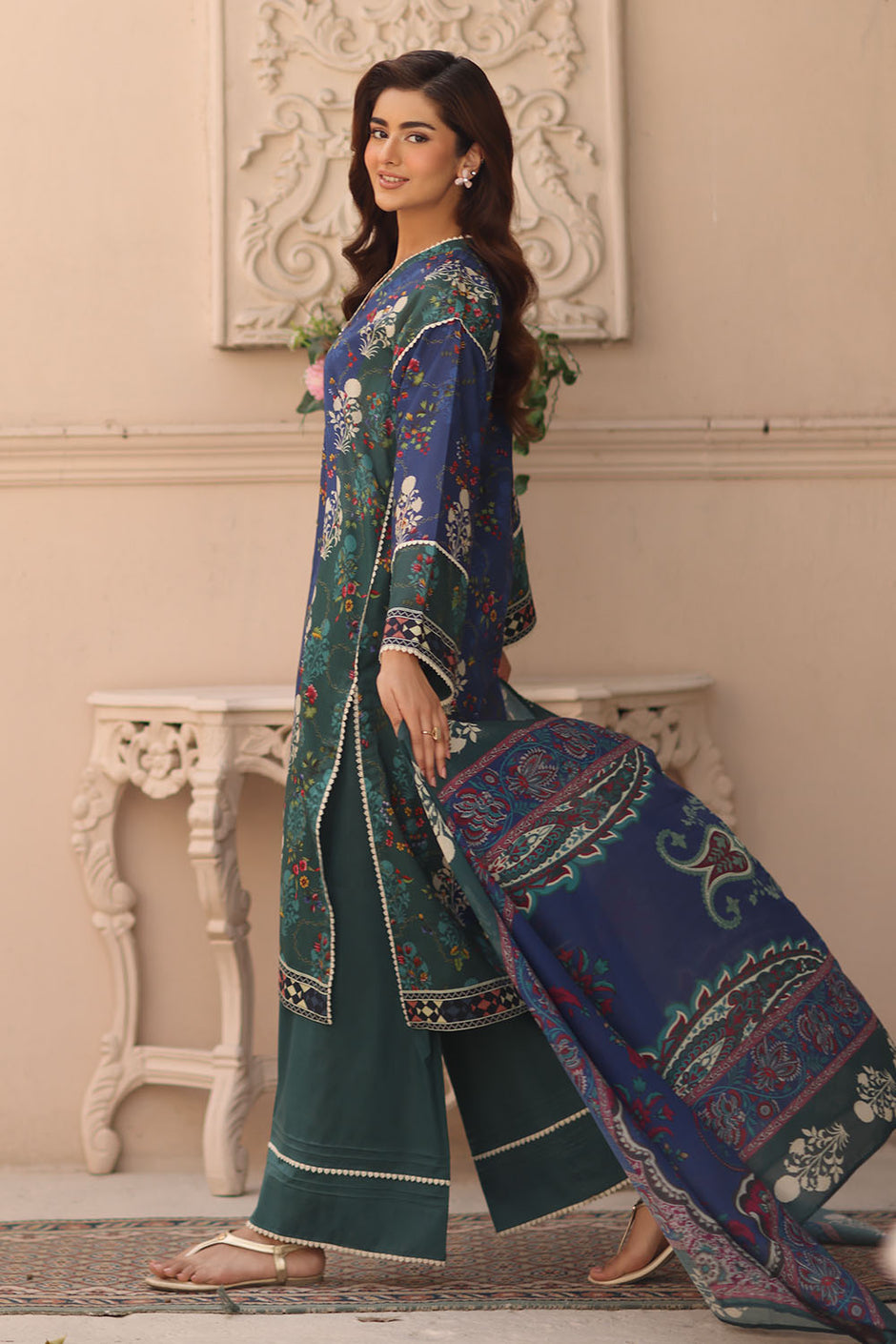 3 Piece Printed Lawn Suit with Printed Lawn Dupatta