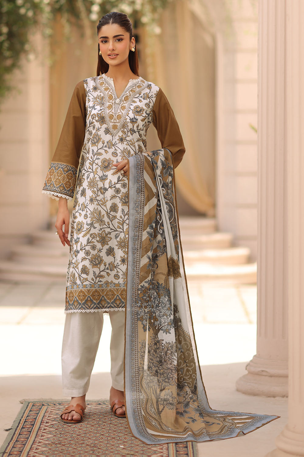 3 Piece Printed Lawn Suit with Printed Lawn Dupatta