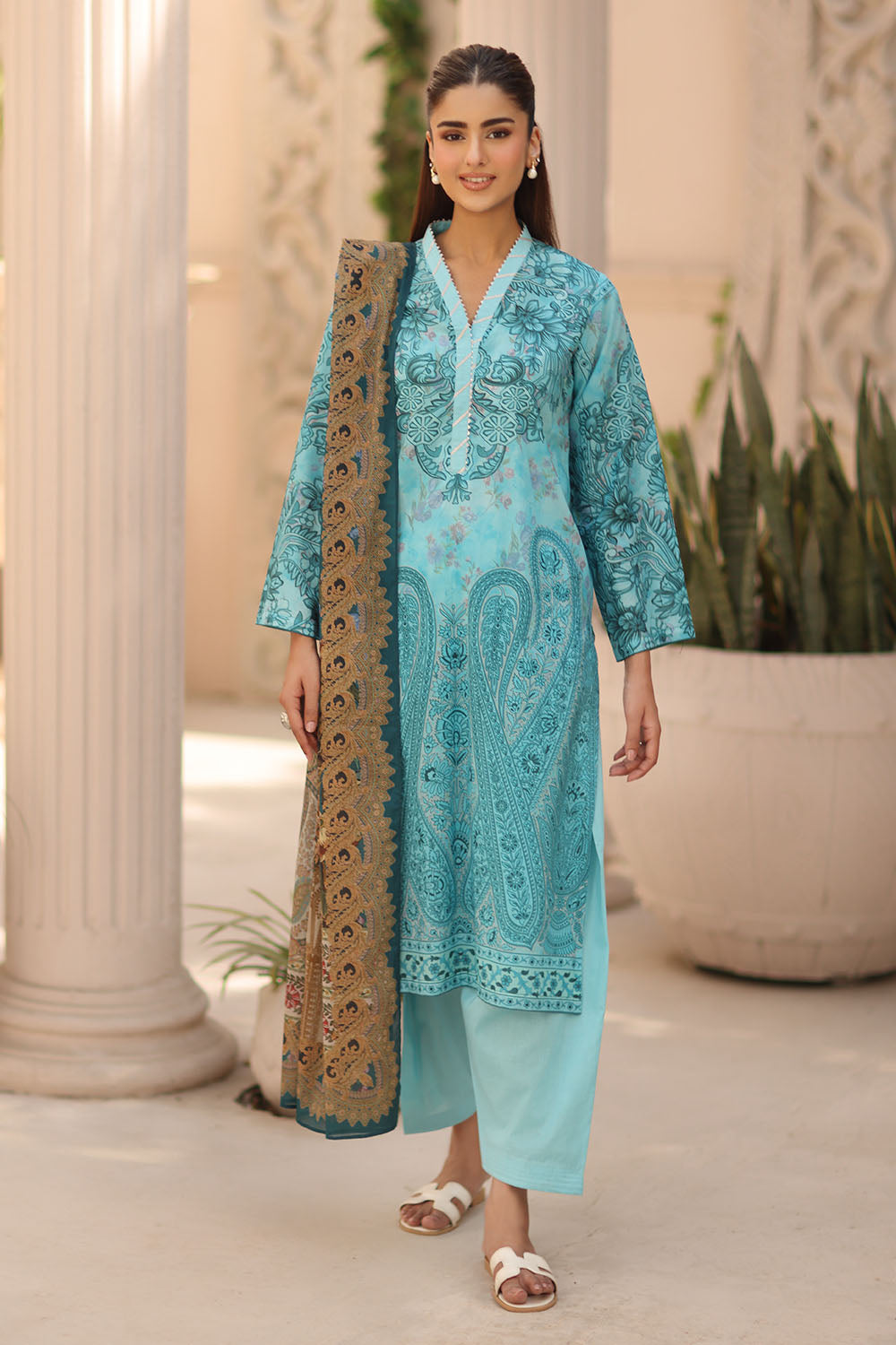3 Piece Printed Lawn Suit with Printed Lawn Dupatta