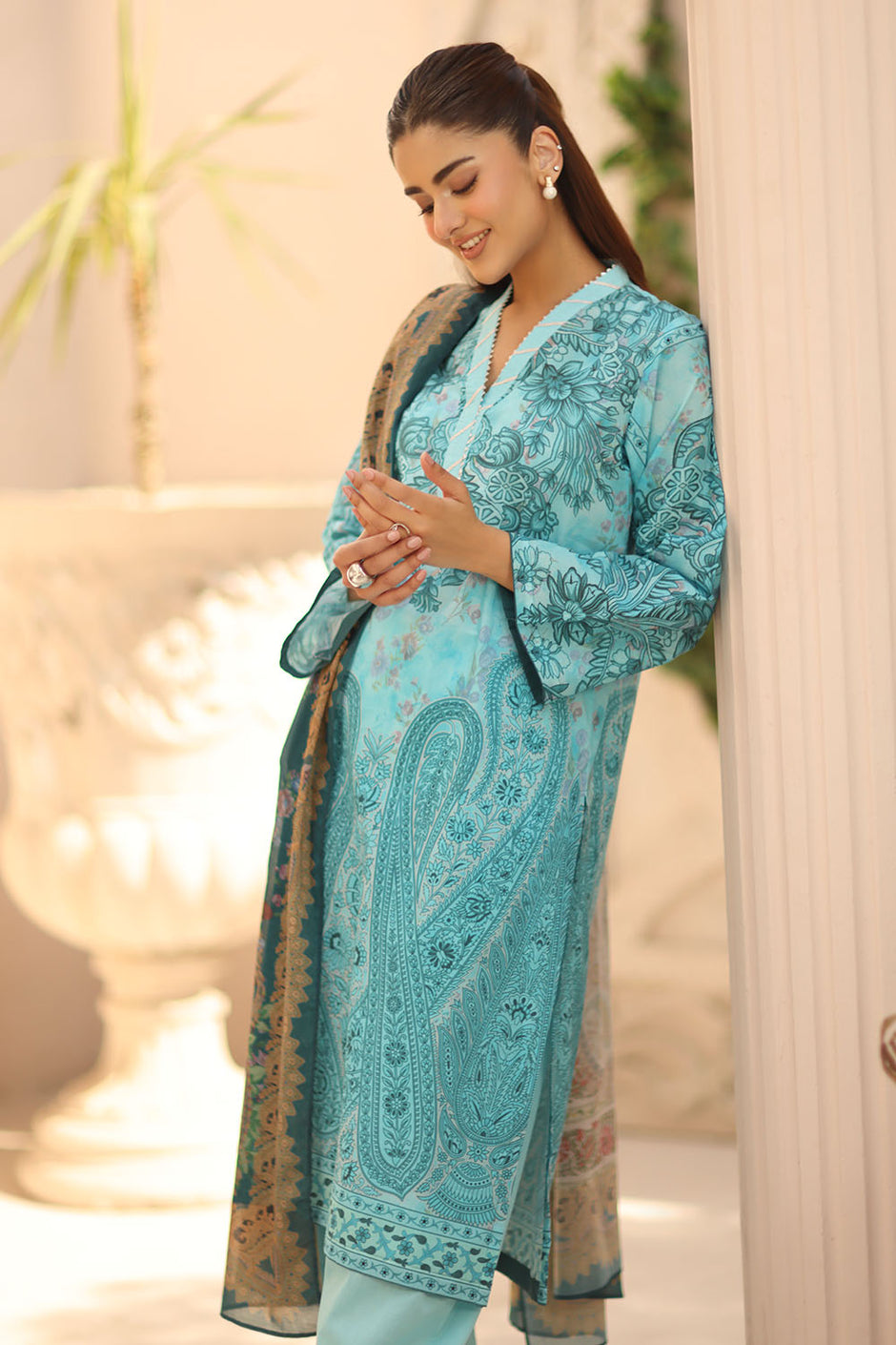 3 Piece Printed Lawn Suit with Printed Lawn Dupatta