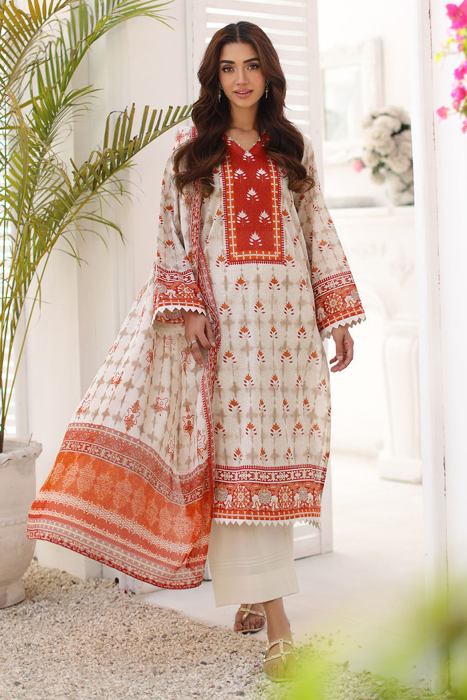 3 Piece Printed Lawn Suit with Printed Lawn Dupatta