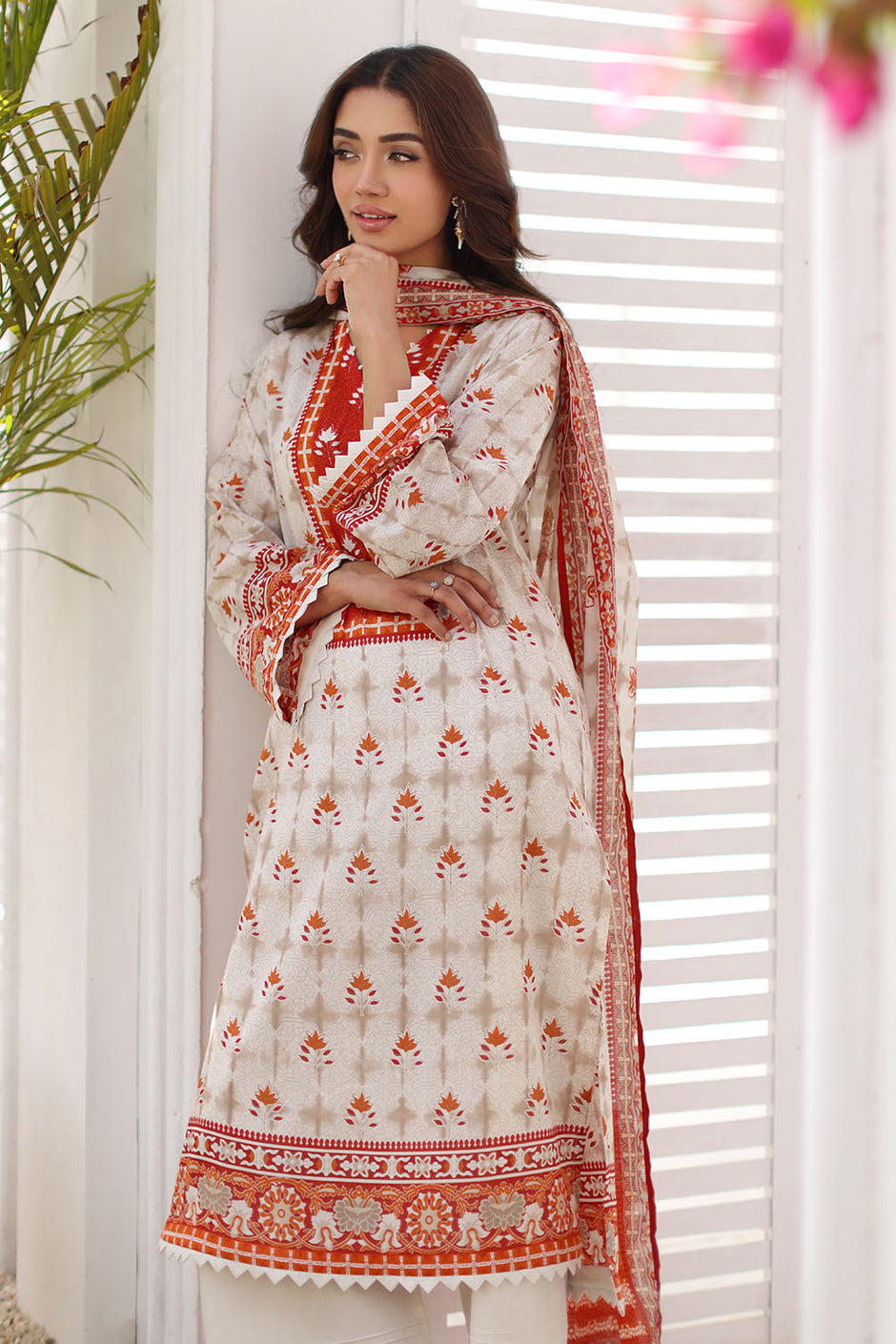 3 Piece Printed Lawn Suit with Printed Lawn Dupatta