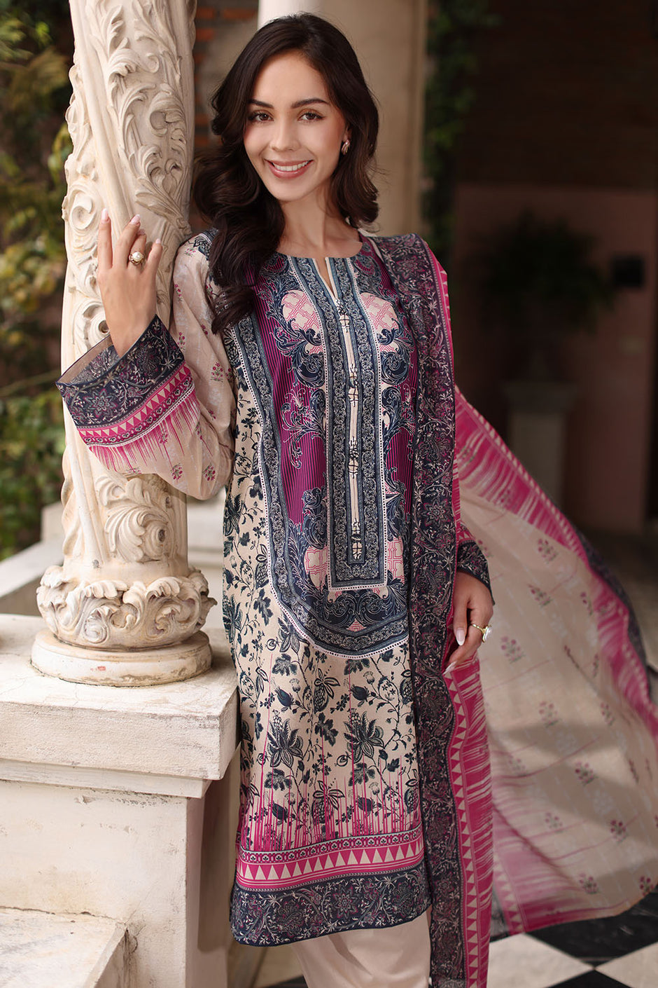 3 Piece Printed Lawn Suit with Printed Lawn Dupatta