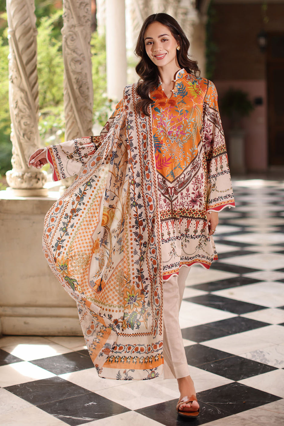 3 Piece Printed Lawn Suit with Printed Lawn Dupatta
