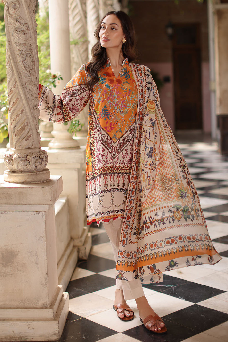 3 Piece Printed Lawn Suit with Printed Lawn Dupatta