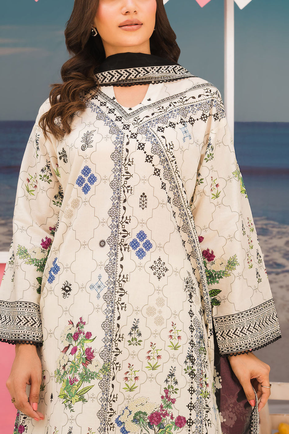 3 Piece Printed Lawn Suit with Printed Lawn Dupatta