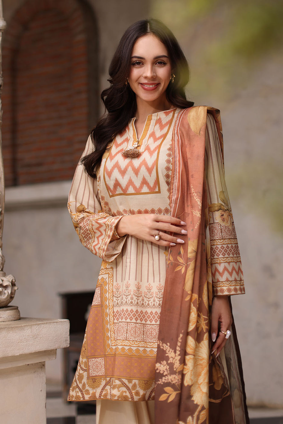3 Piece Printed Lawn Suit with Printed Lawn Dupatta