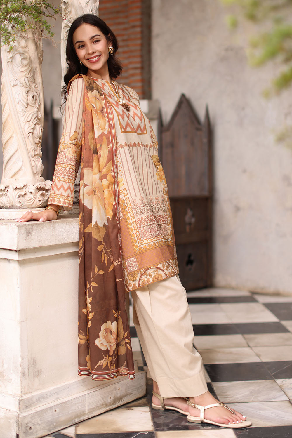 3 Piece Printed Lawn Suit with Printed Lawn Dupatta