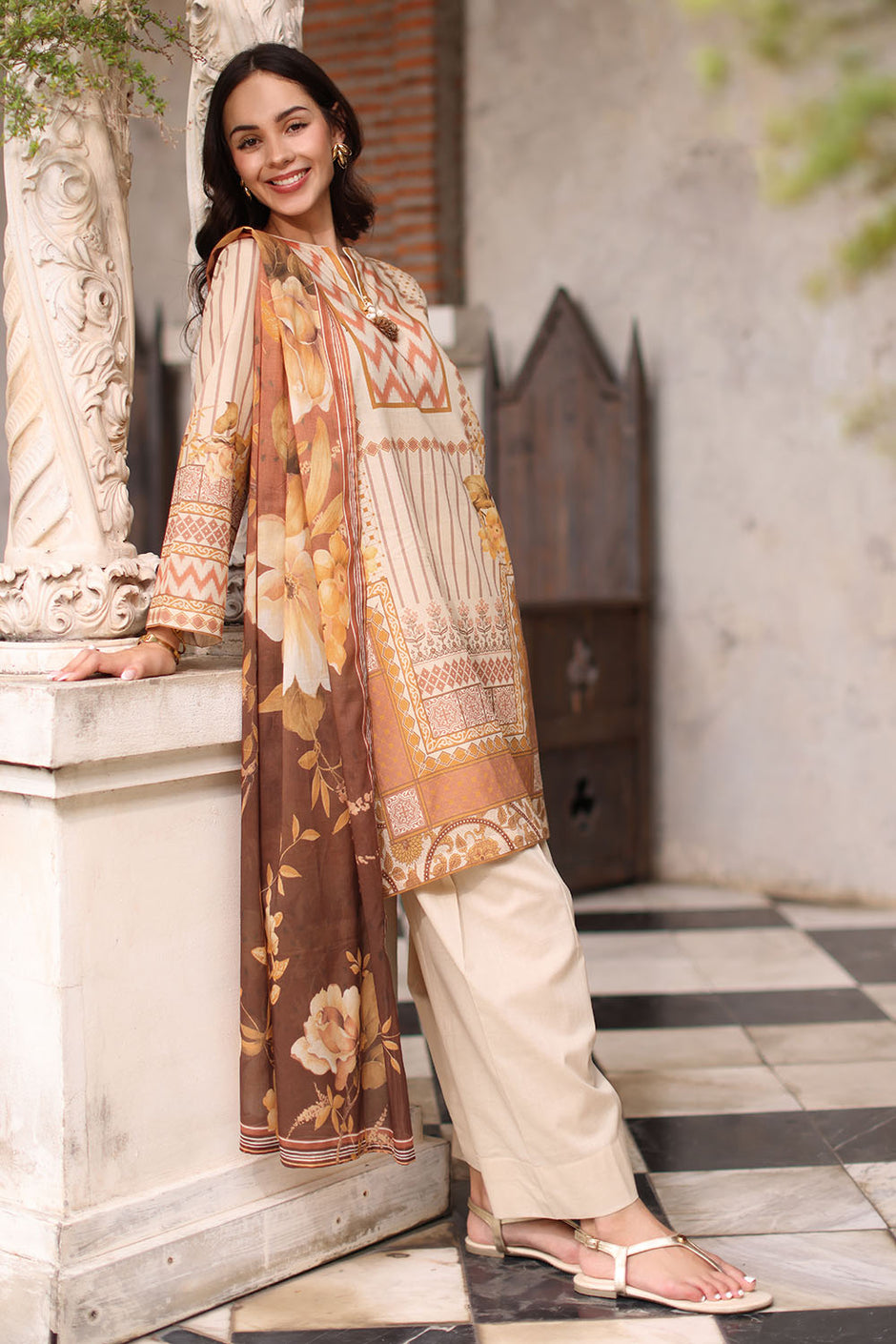 3 Piece Printed Lawn Suit with Printed Lawn Dupatta