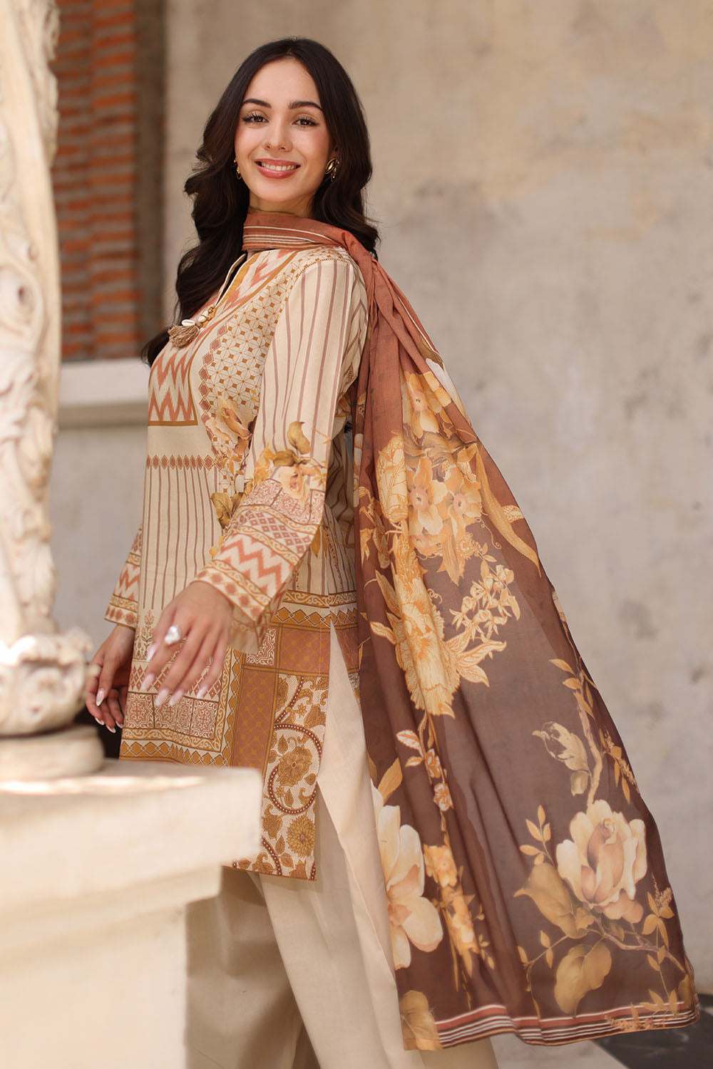 3 Piece Printed Lawn Suit with Printed Lawn Dupatta