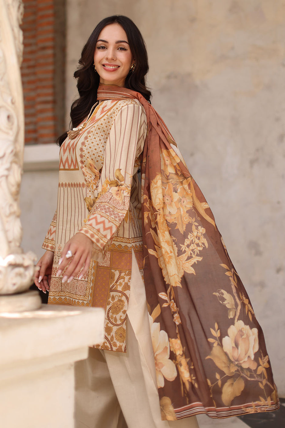 3 Piece Printed Lawn Suit with Printed Lawn Dupatta
