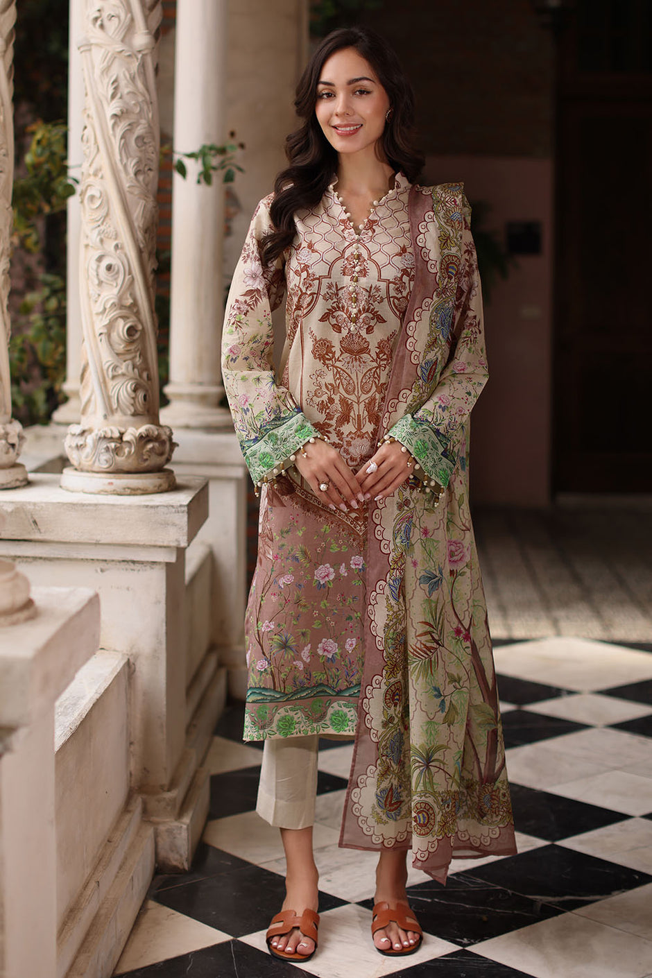 3 Piece Printed Lawn Suit with Printed Lawn Dupatta