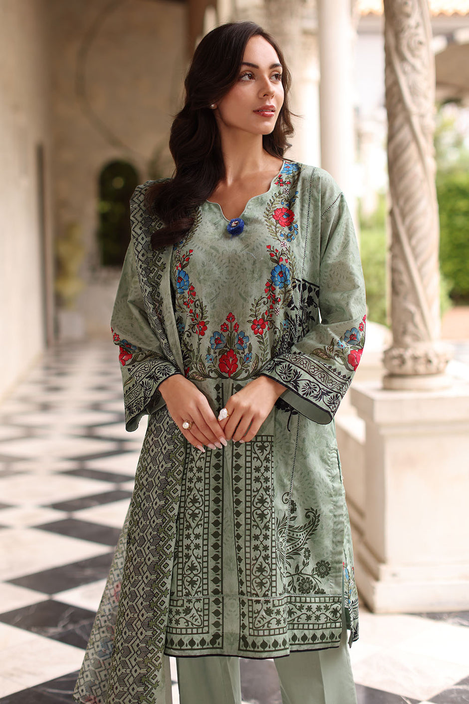 3 Piece Printed Lawn Suit with Printed Lawn Dupatta