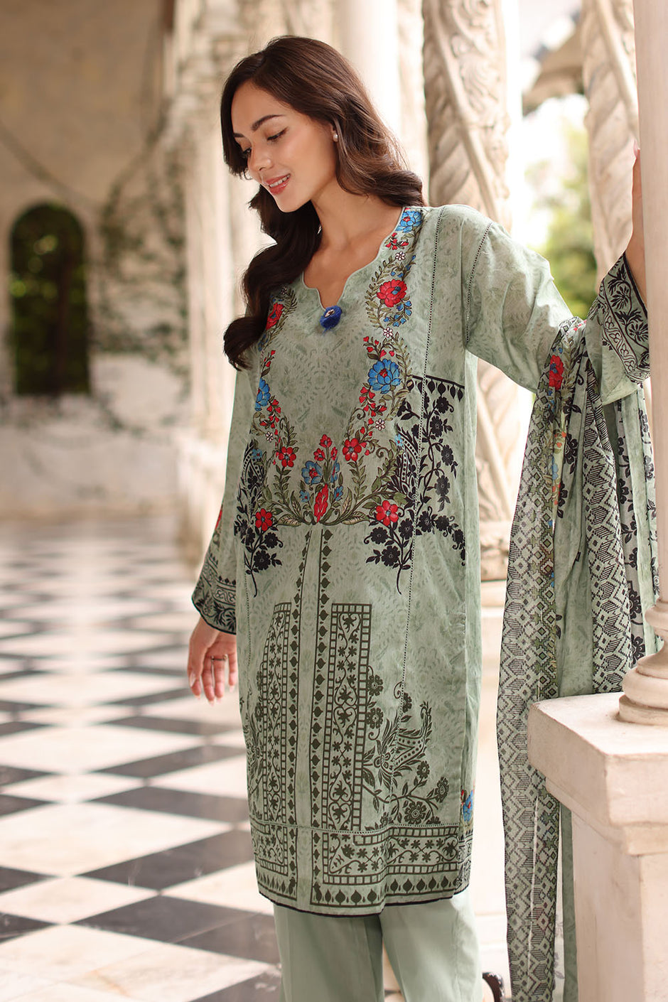 3 Piece Printed Lawn Suit with Printed Lawn Dupatta