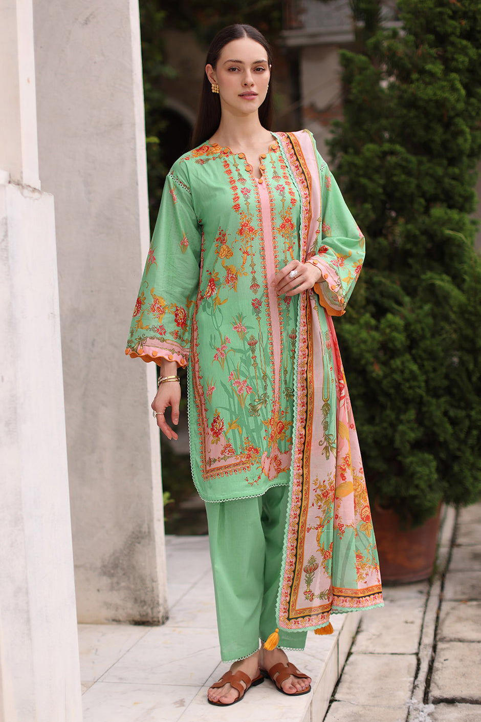 3 Piece Printed Lawn Suit with Printed Lawn Dupatta